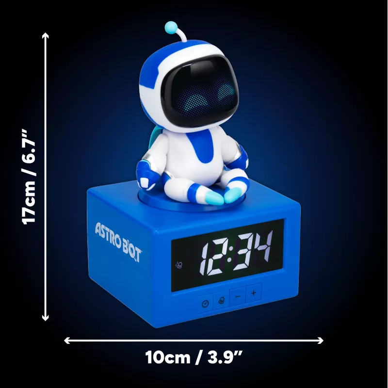 Paladone AstroBot Icon alarmklok - grijs/wit digitale LCD-robotwekker met snoozefunctie