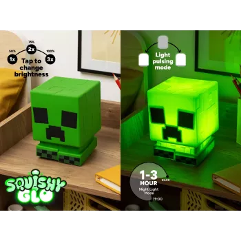 Paladone Minecraft Creeper SquishyGlo siliconenlamp oplaadbaar – dimbaar groen LED-nachtlampje met 3 helderheidsniveaus en Micro-USB-lading