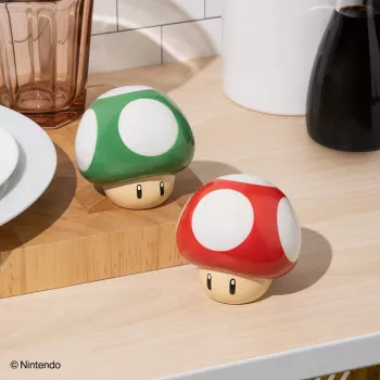 Paladone Super Mario Mushroom zout- en peperstel (rode Superpilz & groene 1-Up-paddenstoel)