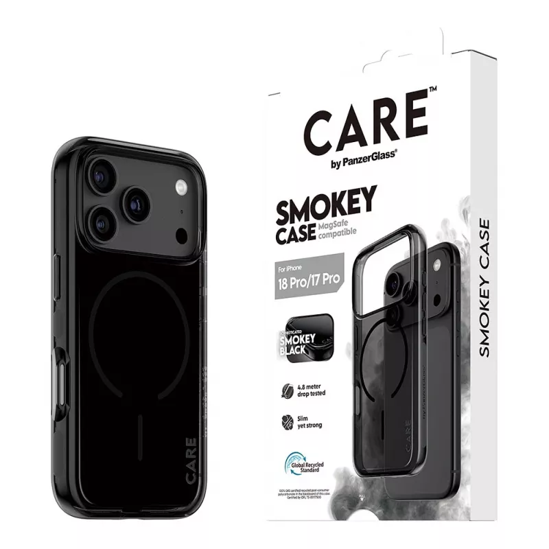 PanzerGlass CARE Smokey hoes met zwarte MagSafe voor iPhone 17 Pro