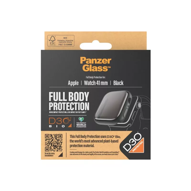 PanzerGlass Full Body Apple Watch 7/8/9 41mm D3O zwart