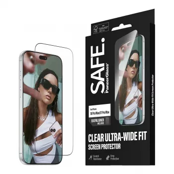 PanzerGlass SAFE beeldschermbeschermfolie voor iPhone 18 Pro Max/17 Pro Max – ultrabreed gehard glas, antibacterieel, 9H hardheid