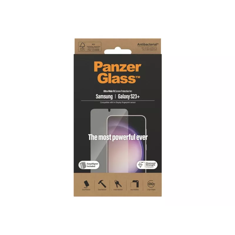 PanzerGlass Ultra-Wide Fit displayschermfolie voor Samsung Galaxy S23+ met applicator