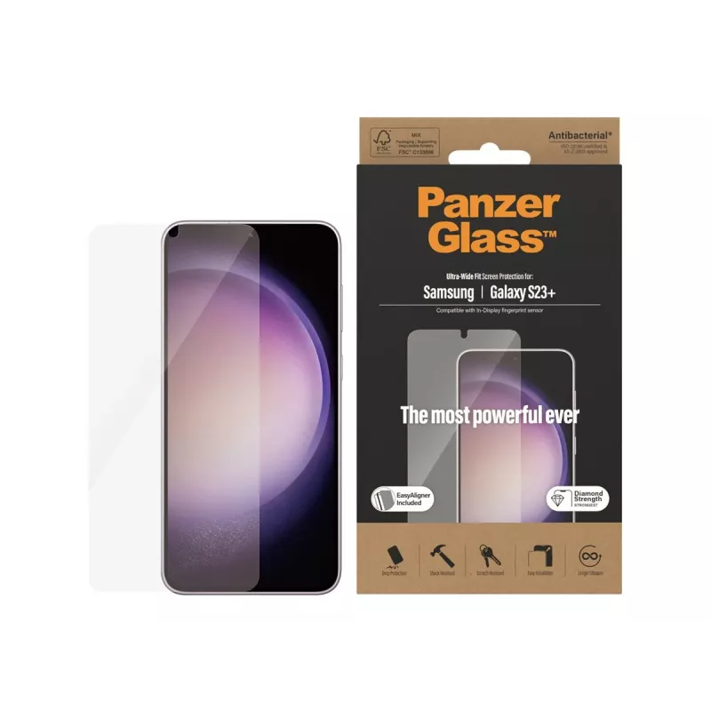 PanzerGlass Ultra-Wide Fit displayschermfolie voor Samsung Galaxy S23+ met applicator