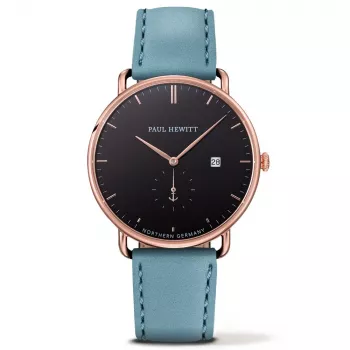 PAUL HEWITT Grand Atlantic herenhorloge PHTGARB23M 42mm zwarte wijzerplaat zwarte leren band