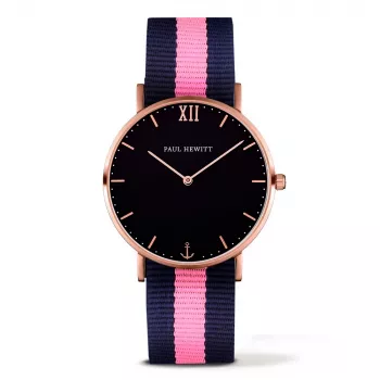 PAUL HEWITT Sailor Line unisex quartz horloge 39mm edelstaal zwart perlonband PHSARSTBNLP20