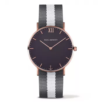 PAUL HEWITT unisex horloge PSARSTBGRW20S (39mm) - witte zandwijzerplaat, grijze perlon band