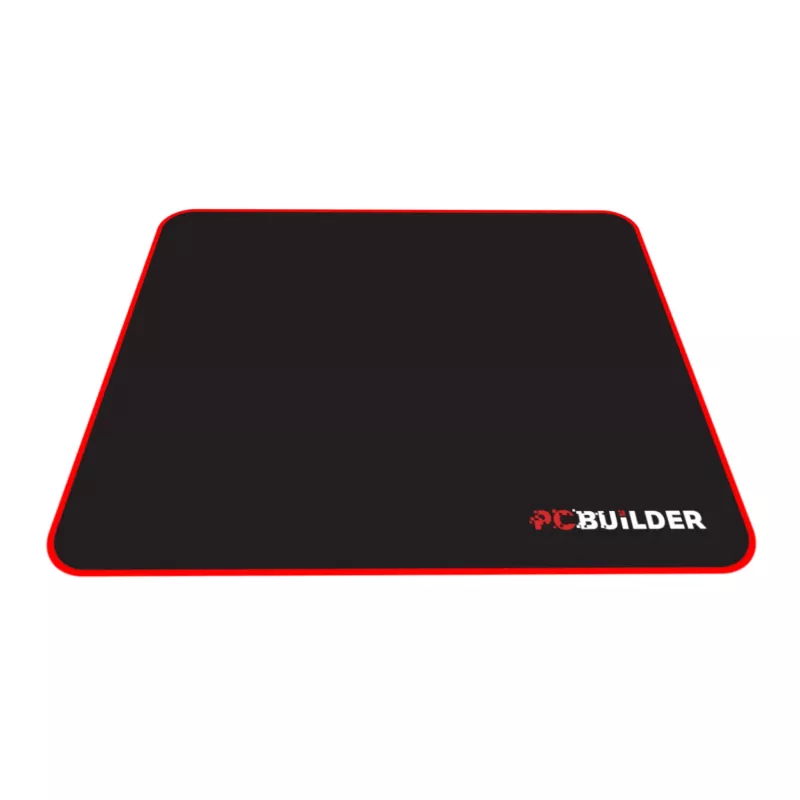 PCBuilder TRACK klein muismat – stofoppervlak, anti-fray genaaide randen, antislip rubberen basis, 3 mm dik, zwart