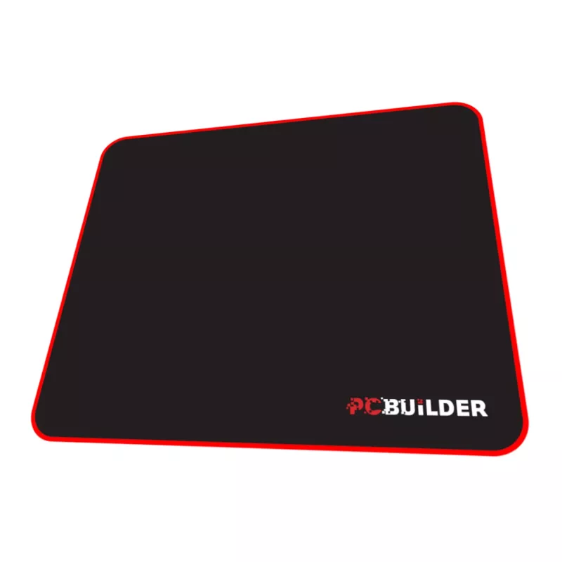 PCBuilder TRACK klein muismat – stofoppervlak, anti-fray genaaide randen, antislip rubberen basis, 3 mm dik, zwart