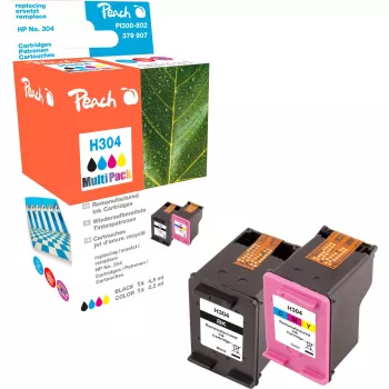 Peach PI300-802 2-pack compatibele inktpatronen voor HP 304 (zwart & driekleur)