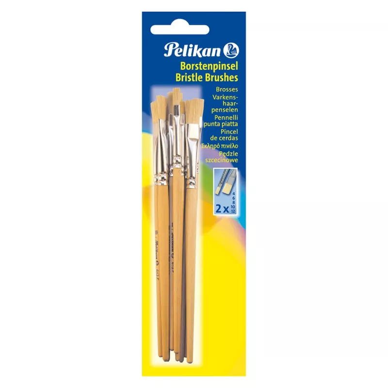 Pelikan 720409 platte penseel maat 9, zilver, 10 stuks