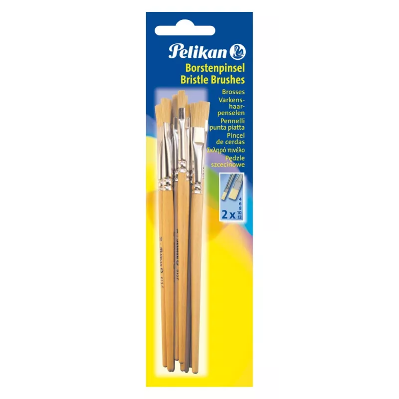 Pelikan 720409 platte penseel maat 9, zilver, 10 stuks