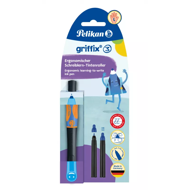 Pelikan griffix Neon Black linkshandige rollerbalpen - roze 821018
