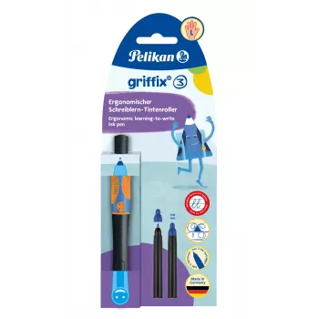 Pelikan griffix Neon Black linkshandige rollerbalpen - roze 821018
