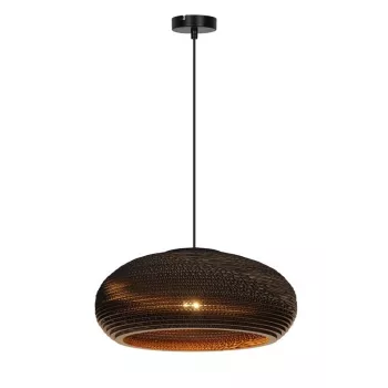 Hanglamp papier E27 bruin/zwart