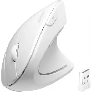 Perixx PERIMICE-713 draadloze ergonomische verticale muis, wit, 6 knoppen, instelbaar 1000/1500/2000 DPI, 2,4 GHz, rechtshandig 11937