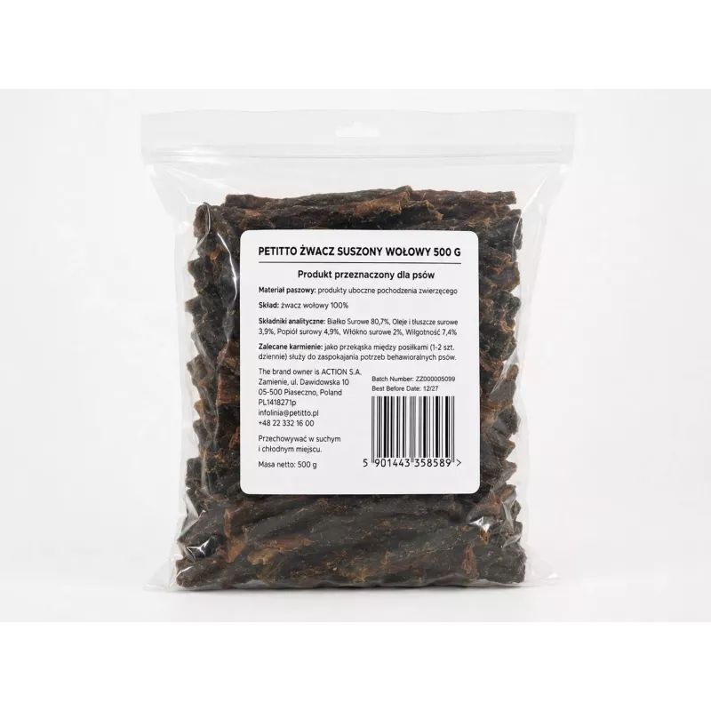 PETITTO gedroogd rundvlees kauwsnack 500g