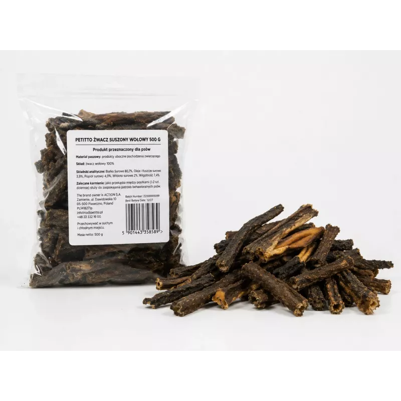 PETITTO gedroogd rundvlees kauwsnack 500g