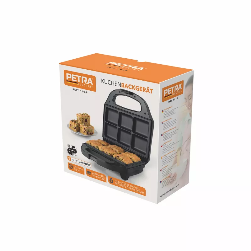 Petra PT5921DEKF Cake Maker – 7 minitaartjes/cupcakes/donuts, 700W, anti-aanbak, zwart