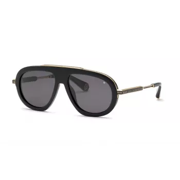 PHILIPP PLEIN MAN SPP151M570700 zonnebril zwart acetaat grijs glas 57mm