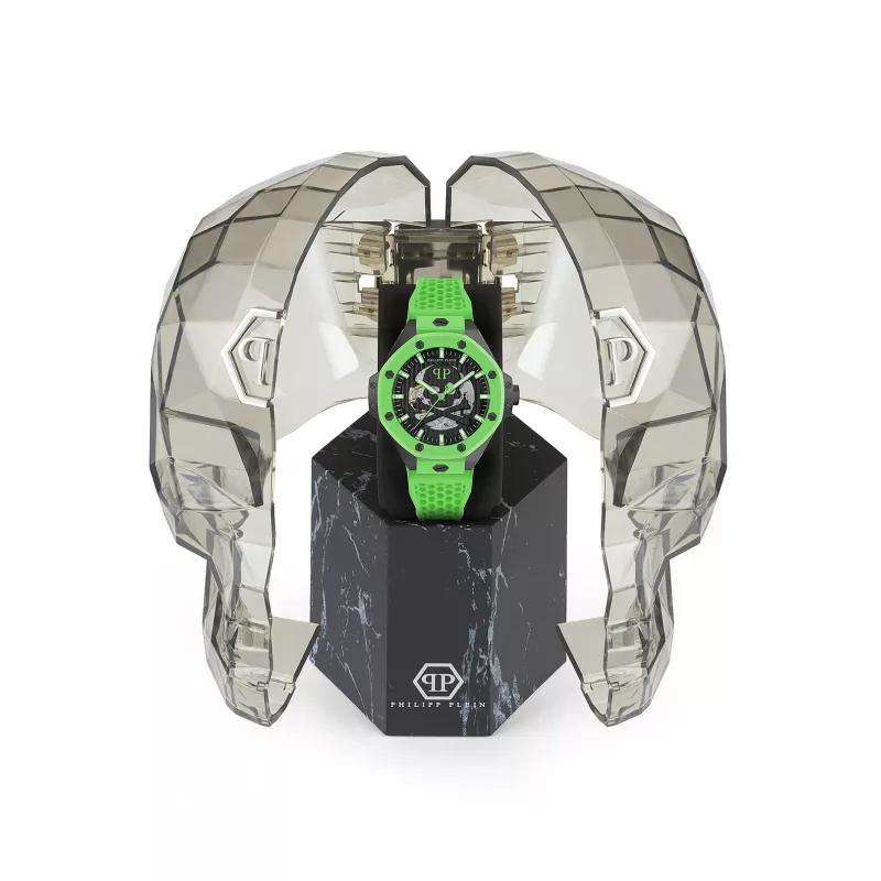 Philipp Plein heren automatisch horloge PWPFA0624 46mm roestvrij staal zwart siliconen