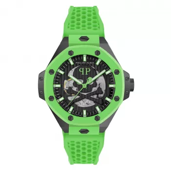 Philipp Plein heren automatisch horloge PWPFA0624 46mm roestvrij staal zwart siliconen