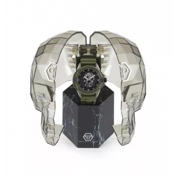 Philipp Plein heren automatisch skeleton horloge PWUBA0423 44mm zwart siliconen