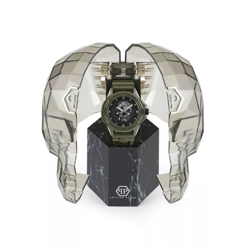 Philipp Plein heren automatisch skeleton horloge PWUBA0423 44mm zwart siliconen