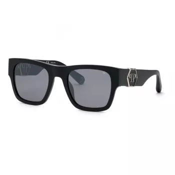 Philipp Plein Heren zonnebril SPP042M54703X - Zwart frame, grijze glazen, 54 mm