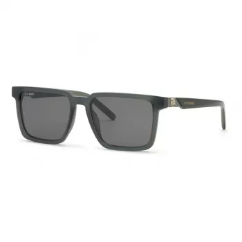 Philipp Plein Sport heren zonnebril SSP034-566S8M zwart/grijs rechthoekig gespiegeld