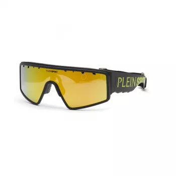 PHILIPP PLEIN SPORT SSP007-99U28G heren sportzonnebril, rechthoekig, wrap-around, volledig montuur, UV400-bescherming, 99 mm glas, 130 mm poot
