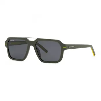 Philipp Plein Sport SSP036-57NVNP Heren rechthoek zonnebril navy blauw smoke grey 57/17/150 mm