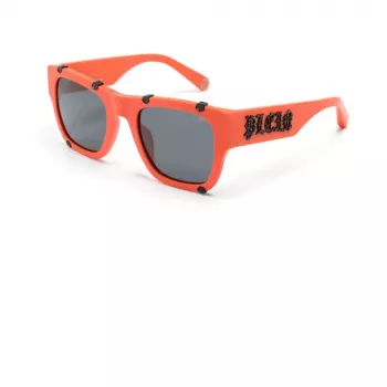 Philipp Plein SPP042W54V47F heren rechthoekige zonnebril zwart/grijs 54/23/145 mm