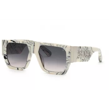 PHILIPP PLEIN SPP094M5409YL heren zonnebril - acetaat montuur, grijze glazen, 54/18/145 mm