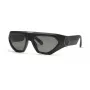 PHILIPP PLEIN SPP153-580U28 heren rechthoekige zonnebril, glanzend zwart acetaat montuur, rookgrijze polycarbonaatglazen, 58 mm