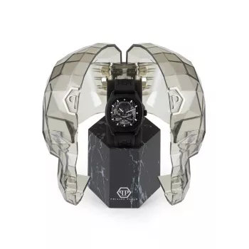 Philipp Plein The Skeleton automatisch herenhorloge PWRAA0923 42mm zwart siliconen