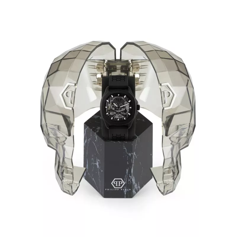 Philipp Plein The Skeleton automatisch herenhorloge PWRAA0923 42mm zwart siliconen