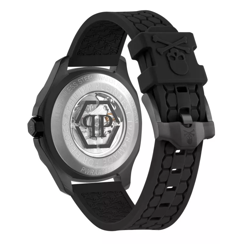 Philipp Plein The Skeleton automatisch herenhorloge PWRAA0923 42mm zwart siliconen