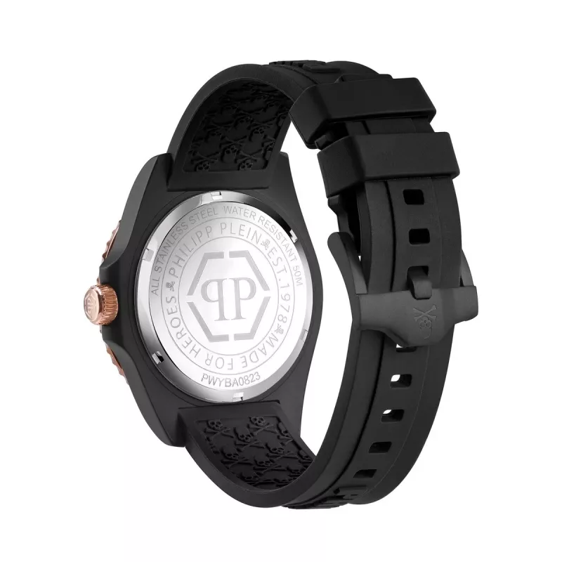 Philipp Plein The Skeleton heren quartz horloge PWYBA0823 44mm zwart siliconen