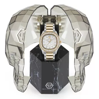Philipp Plein dames PWTAA0523 automatisch skeleton horloge 38mm roségoudkleurig roestvrij staal en zwart siliconen