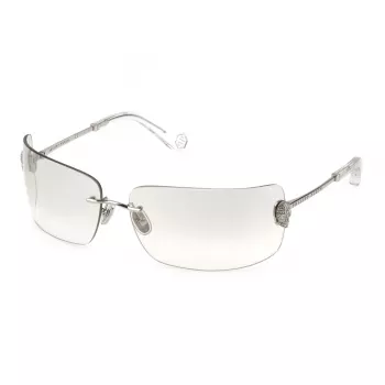 Philipp Plein dames zonnebril SPP027V95579X - oversized zwart montuur, grijze glazen, UV400-bescherming