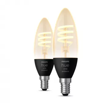Philips Hue E14 White Ambiance 4,6W LED filament kaarslamp 2-pack