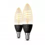 Philips Hue E14 White Ambiance 4,6W LED filament kaarslamp 2-pack