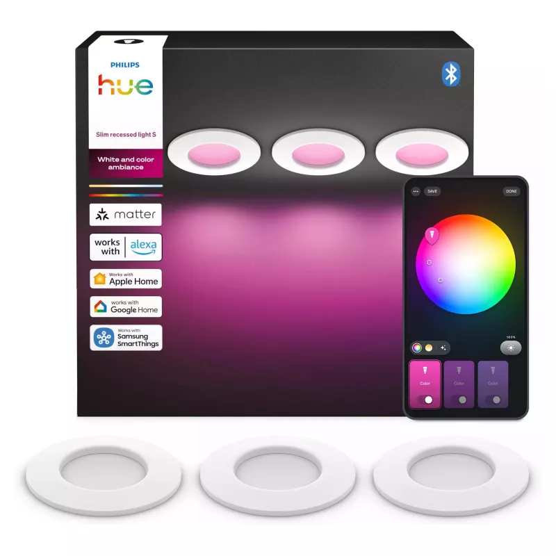 Philips Hue White & Color Ambiance Slim Recessed Light S x3 - wit