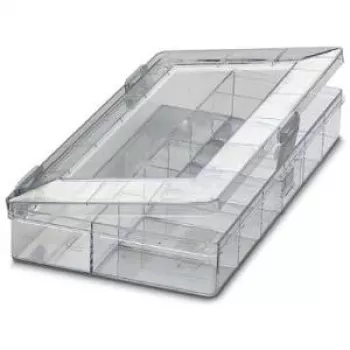 Phoenix Contact 5031524 transparante rechthoekige opbergbox van polystyreen met klapdeksel