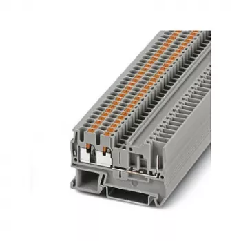 Phoenix Contact PT 2,5-TWIN/1P Push-in doorvoerklem, grijs, 24A, 500V, DIN-railmontage, 26-12 AWG, 3 aansluitingen