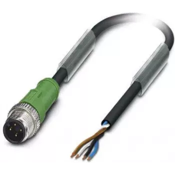 Phoenix Contact SAC-4P-M12MS/ 3,0-PUR sensor-/actorkabel, M12 stekker recht naar open einde, 4-polig A-gecodeerd, 3 m PUR zwart-grijs