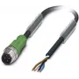 Phoenix Contact SAC-4P-M12MS/ 3,0-PUR sensor-/actorkabel, M12 stekker recht naar open einde, 4-polig A-gecodeerd, 3 m PUR zwart-grijs