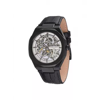 Pierre Cardin heren analoog quartzhorloge CF.1002.LB.1 42 mm zwarte wijzerplaat lederen band