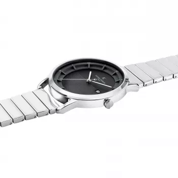 Pierre Cardin heren analoog quartz horloge CLC.6006 - 43mm edelstalen kast zwart leren band
